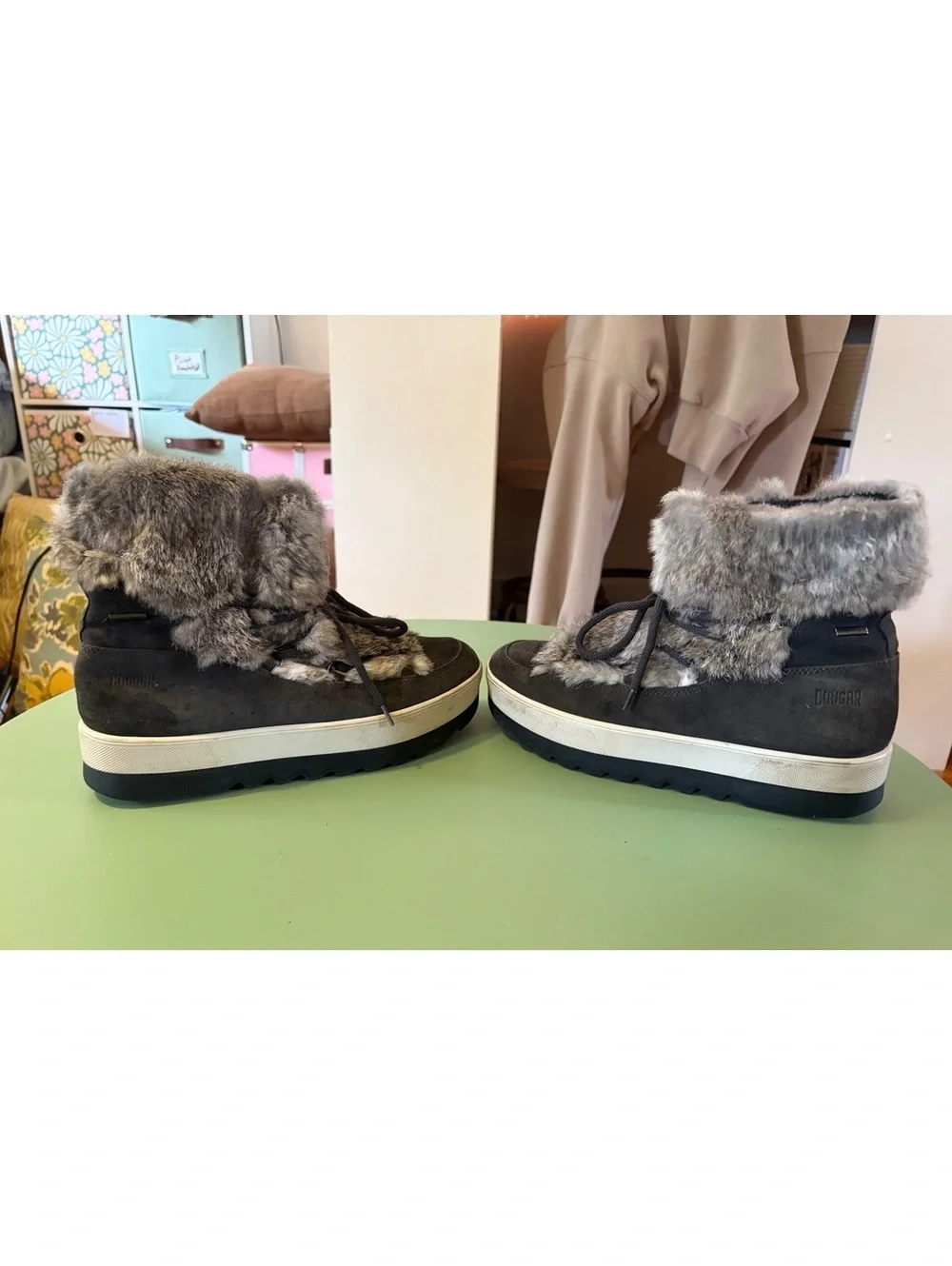 Cougar Gray Suede Fur Winter Boots
